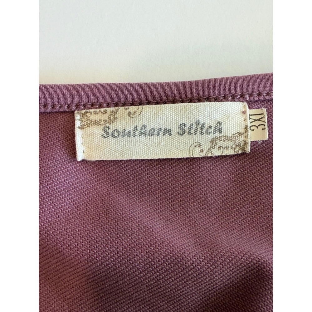Southern Stitch Womens 3XL Purple Paisley Fringe Raglan Sleeve V-Neck Tunic Top - Picture 7 of 7
